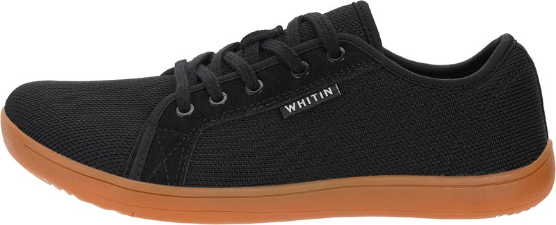 WHITIN أحذية رياضية للرجال WHITIN بعرض إضافي واسع، نعل مسطح W81 مقاس 11W، أحذية رفع الأثقال، أحذية تنس بسيطة للمشي، سوداء مع مطاط بني 44 - Image 3