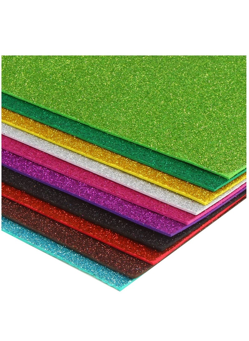 Y&D - 10 Pcs Glitter EVA Foam Paper Sheetsfor Handicraft Kids Arts Crafts DIY Projects Classroom Parties - Image 1