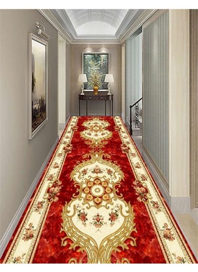 fashionhome New Style Durable Soft Washable Sticky Printed Entrance Door Mat Floor Carpet Classical Runner Rug for Hallway 300x80 cm  - Image 1
