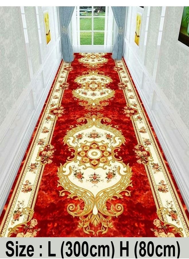 fashionhome New Style Durable Soft Washable Sticky Printed Entrance Door Mat Floor Carpet Classical Runner Rug for Hallway 300x80 cm  - Image 4