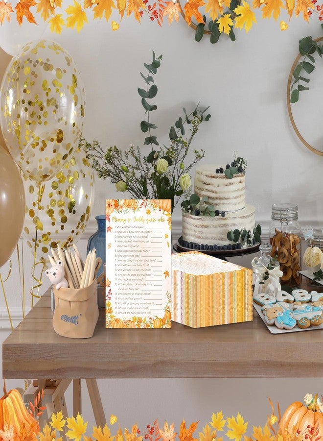 Zhanmai 145Pcs Fall Pumpkin Baby Shower Games 5 Set Game Activity Cards with 20 Pencils for Boy Girl, Description and Wishes, Baby Price, Word Scramble Game Pumpkin Decor - Image 5