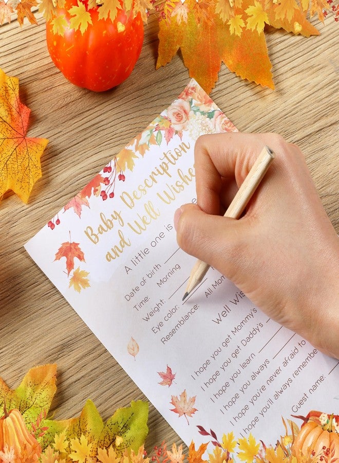 Zhanmai 145Pcs Fall Pumpkin Baby Shower Games 5 Set Game Activity Cards with 20 Pencils for Boy Girl, Description and Wishes, Baby Price, Word Scramble Game Pumpkin Decor - Image 4