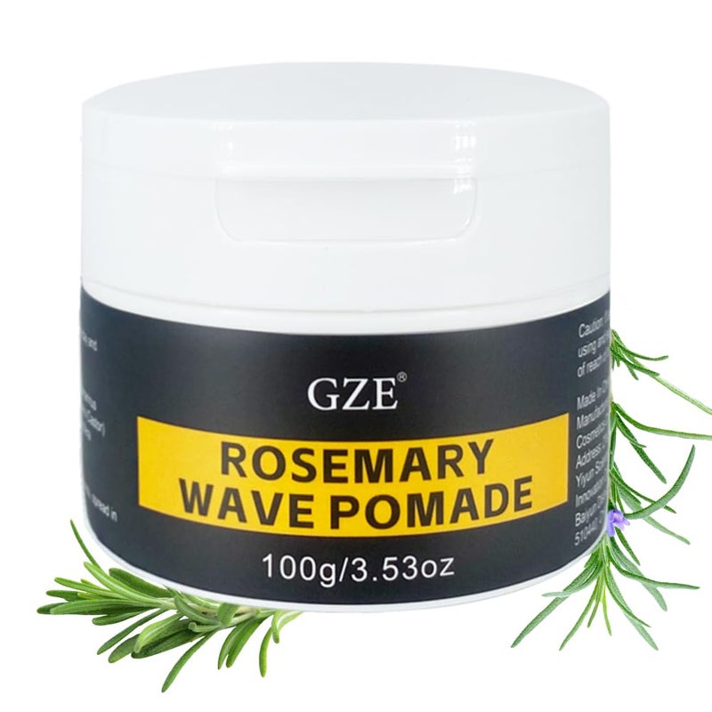 Vemofoper GZE rosemary wave pomade 360 Waves Hair Cream Waves Grease for Men Strong Hold 360 Wave Training Wave Butter for Layered Waves Moisture Control and Silky Shine Black