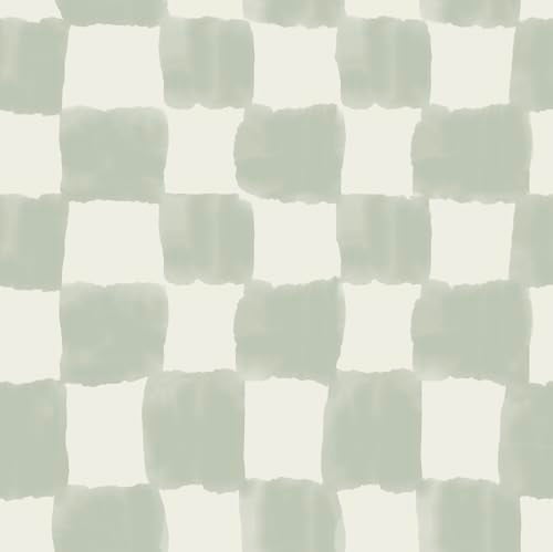 Mr. Kate Mr Kate RoomMates Tess Watercolor Checker Sage Green Peel and Stick Wallpaper Vinyl 205in x 18ft - Image 1