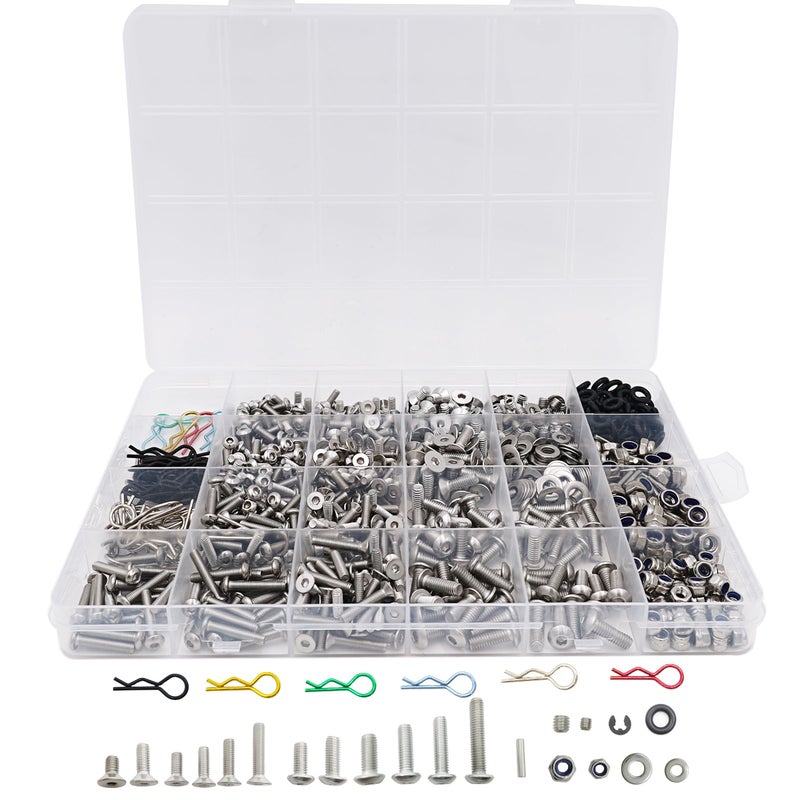 HOPLEX 1008PCS Universal RC Screw Kit Screws Assortment Set 304 Stainless Steel Hardware Fasteners for Traxxas Axial Redcat HPI Arrma SCX10 Losi 18 110 112 116 Scale RC Cars Trucks Crawler - Image 3