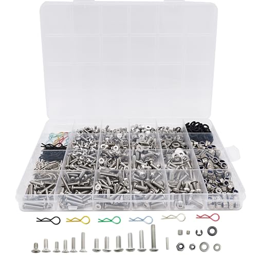 HOPLEX 1008PCS Universal RC Screw Kit Screws Assortment Set 304 Stainless Steel Hardware Fasteners for Traxxas Axial Redcat HPI Arrma SCX10 Losi 18 110 112 116 Scale RC Cars Trucks Crawler - Image 1