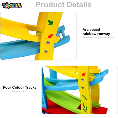 Toyshine Wooden Car Ramps Race - 4 Level Toy Car Ramp Race Track Includes 4 Wooden Toy Cars - My First Baby Toys - Toddler Race Car Ramp Toy Set is A Great Gift for Boys and Girls - Image 2