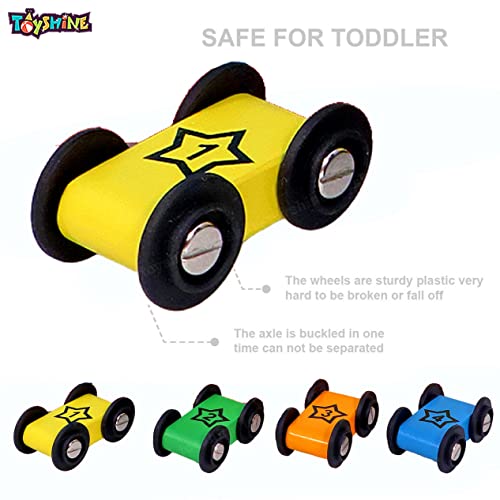 Toyshine Wooden Car Ramps Race - 4 Level Toy Car Ramp Race Track Includes 4 Wooden Toy Cars - My First Baby Toys - Toddler Race Car Ramp Toy Set is A Great Gift for Boys and Girls - Image 4