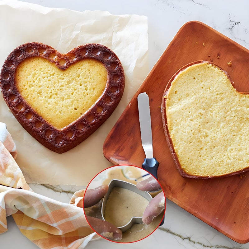 Silver Heart Shaped Cake Mold Set 4 6 8 Inch Stainless Steel Cheesecake Ring Mousse Baking Tool - Image 4