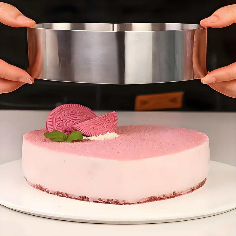 Silver Heart Shaped Cake Mold Set 4 6 8 Inch Stainless Steel Cheesecake Ring Mousse Baking Tool - Image 3