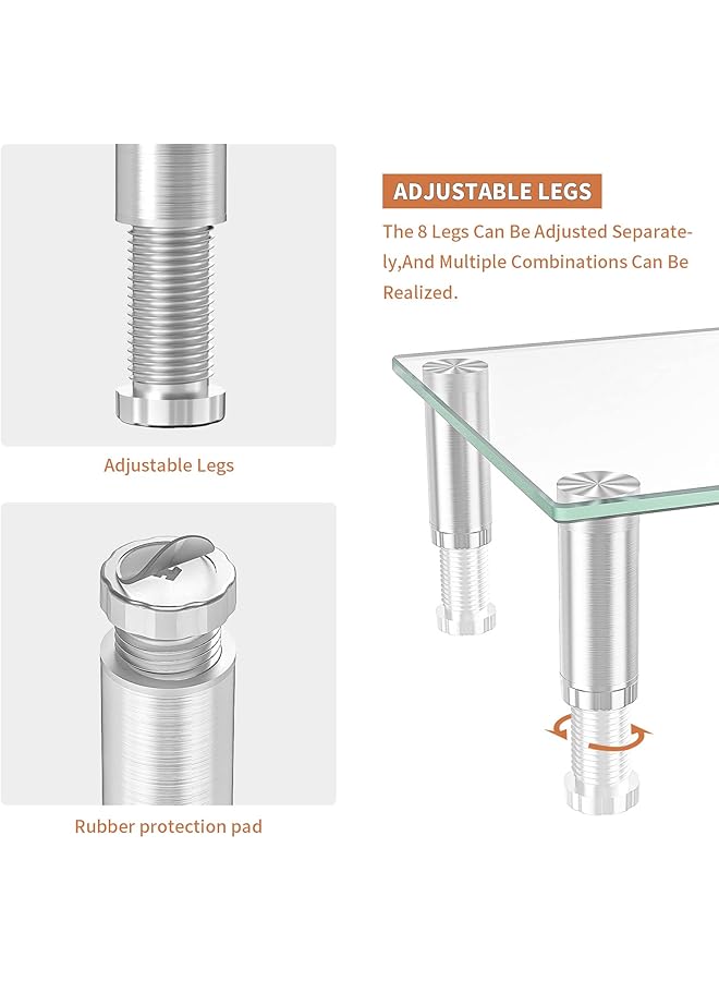 erorex Dual Monitor Stand Adjustable Length And Angle Dual Monitor Riser Computer Monitor Stand Desktop Organizer Monitor Stand Riser For Pc Computer Laptop Clear - Image 2
