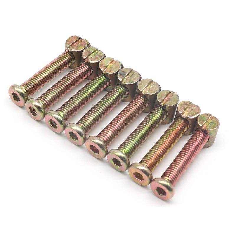 Pack of 8 M8 x 60mm Hex Drive Socket Cap Furniture BoltAlso for Crib Cot Chairs Beds Full Thread w M8 x 15mm Barrel Nut Zinc Plated