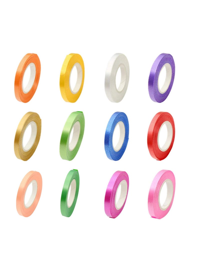 12 لفة شريط بالون 12 لون مجموعة شريط تجعيد شريط مزدوج الجوانب للفنون اليدوية أو زينة الحفلات (10 م/لفة، 5 مم) - Image 1