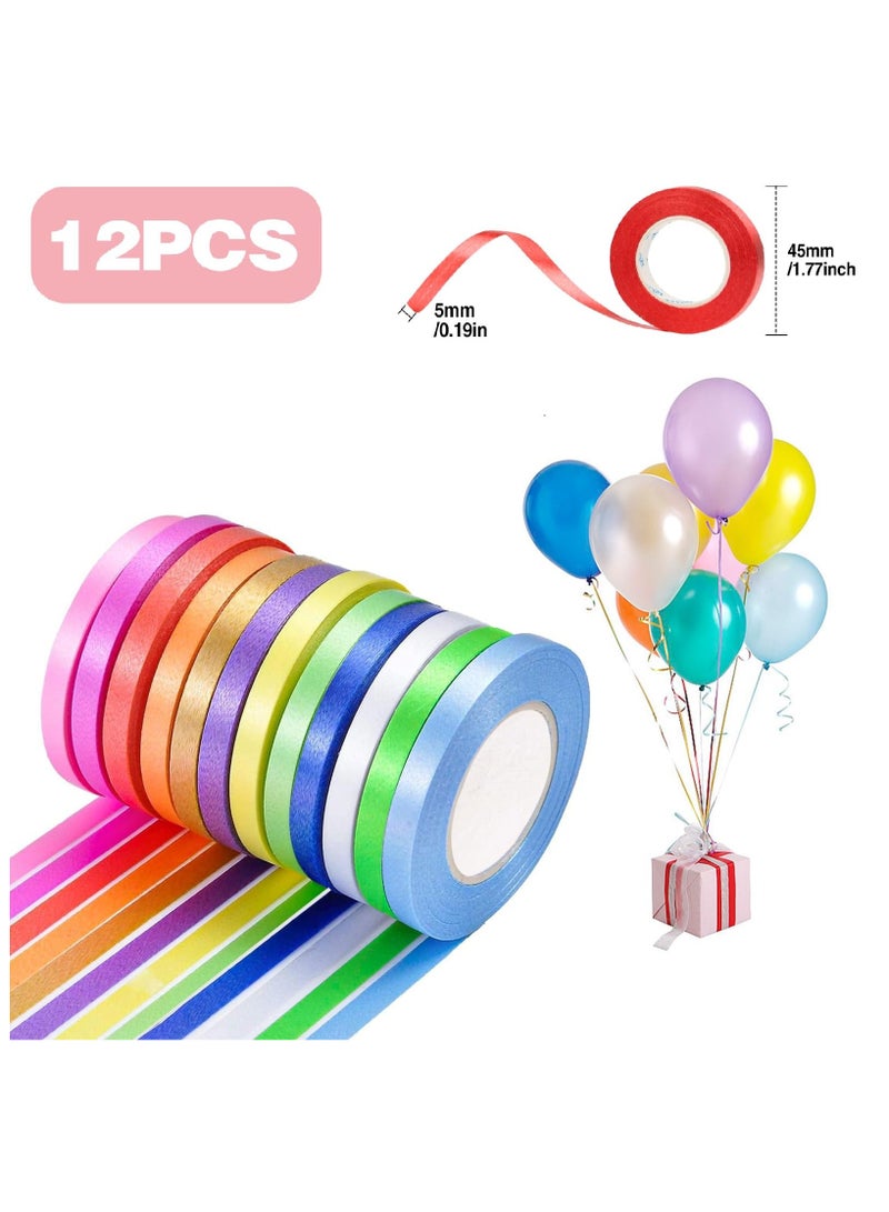 12 لفة شريط بالون 12 لون مجموعة شريط تجعيد شريط مزدوج الجوانب للفنون اليدوية أو زينة الحفلات (10 م/لفة، 5 مم) - Image 4