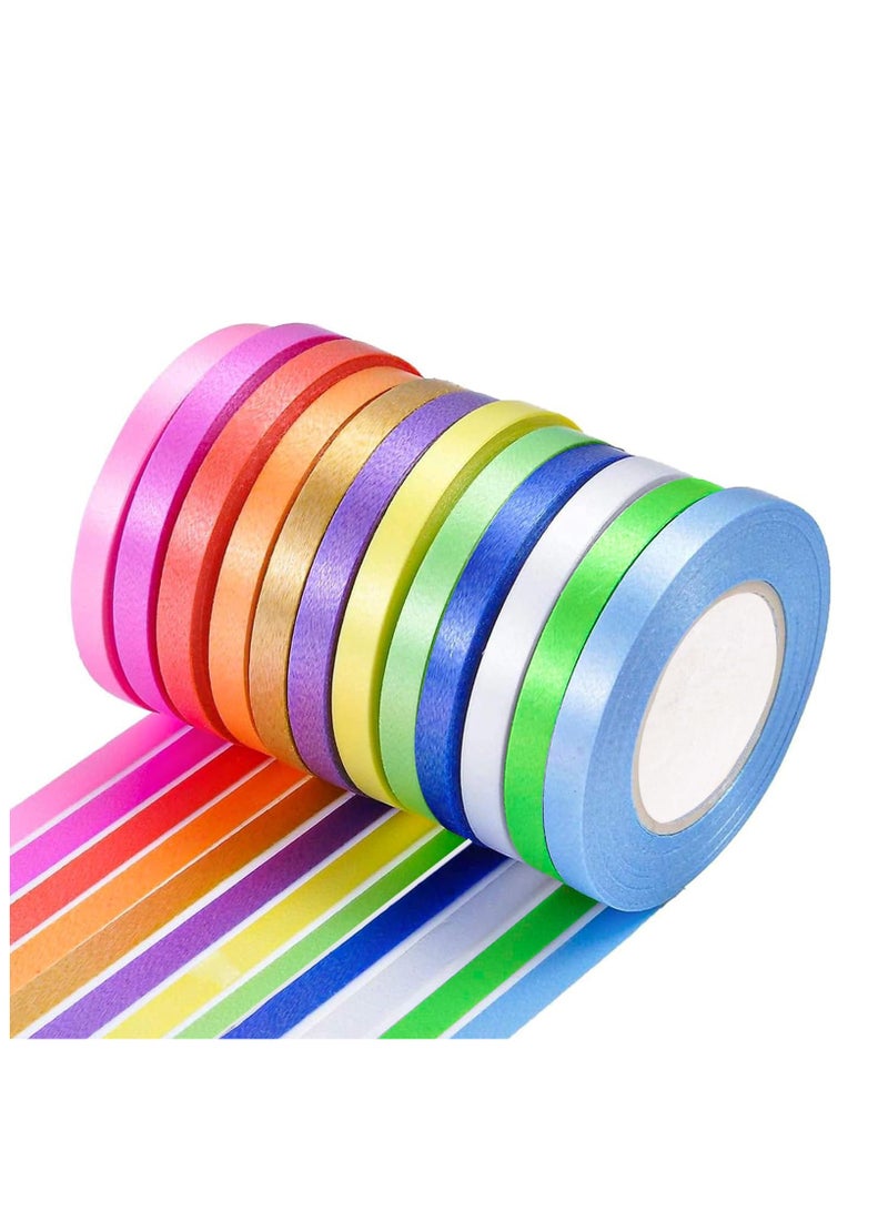 12 لفة شريط بالون 12 لون مجموعة شريط تجعيد شريط مزدوج الجوانب للفنون اليدوية أو زينة الحفلات (10 م/لفة، 5 مم) - Image 2