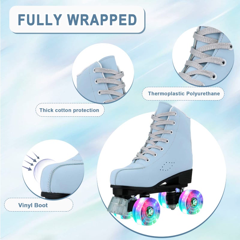 Jessie Frosted Toddler Roller Skates, Holographic Women's Adjustable Indoor/Outdoor - Image 3