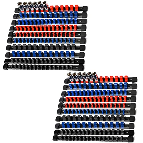 Reniteco Socket Organizer Drive ABS Tools-Socket Holder, Premium Quality 18 Pieces Socket Holders Kit 1/4-Inch x 96 Clips, 3/8-Inch x 90 Clips, 1/2-Inch x 72 Clips - Image 1