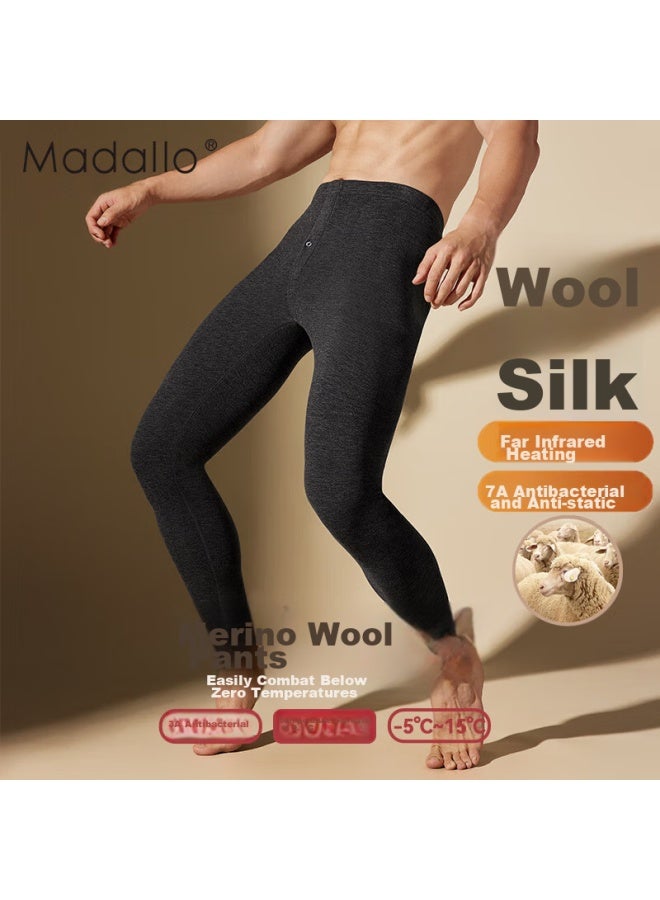 Madallo Modal Men's Cashmere Thermal Underwear, Warm Inner Wear, Autumn Pants, Silk Thin Fleece Lining, Thickened Long Johns, Base Layer Wool Pants - Image 1