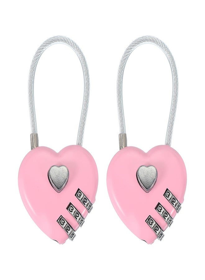 MECCANIXITY Heart Padlock, 3 Digit Combination Lock Heart Shape Mini Code Locks for Jewelry Storage Box Valentine Gift Travel Bags Gym Outdoor Combo Lock, Pink, Pack of 2 - Image 1
