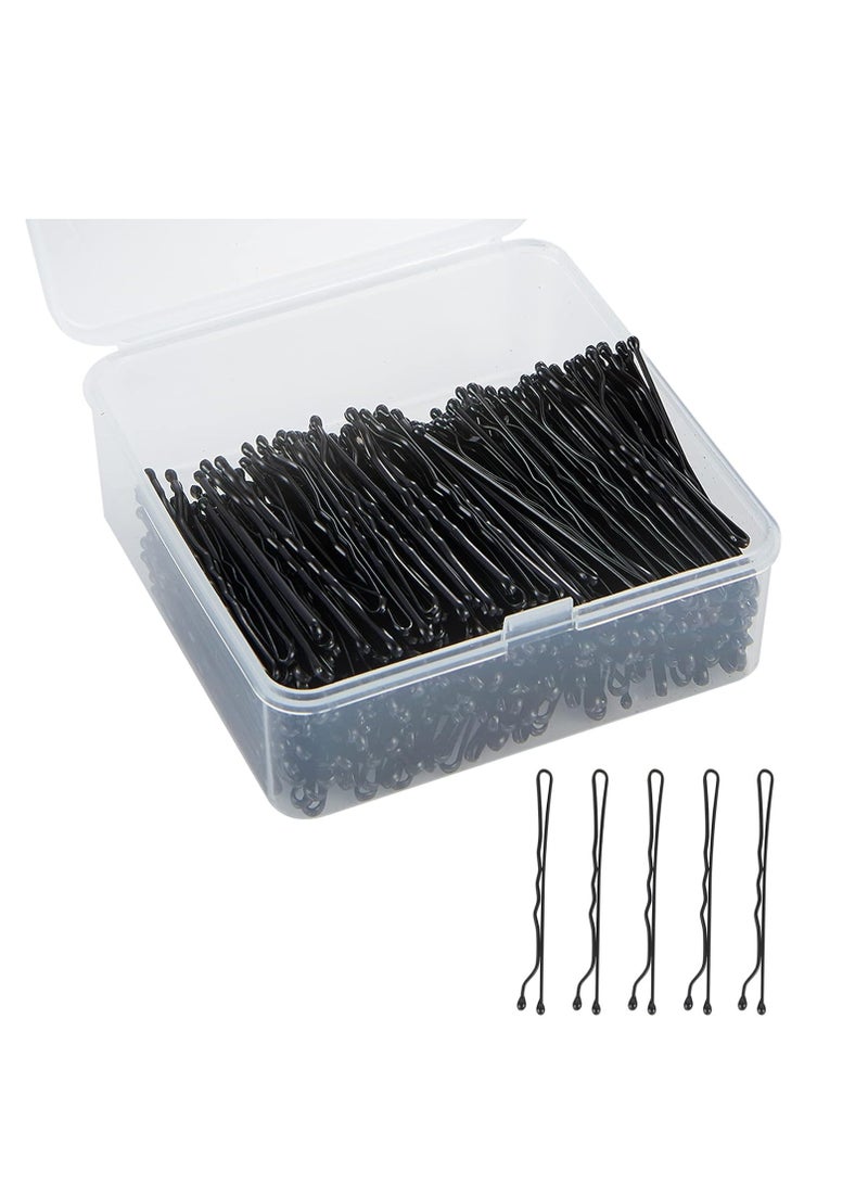 Black Bobby Pins, 400PCS Hair Bobby Pins for Women, Bun Pins for Thick Hair Thin hair and All Hair Types, Hair Pins with Case, 1.97 inch