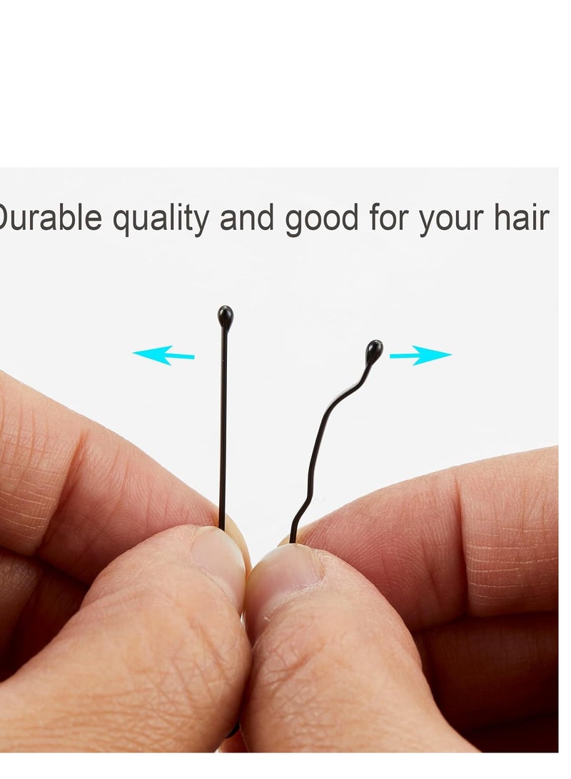 Black Bobby Pins, 400PCS Hair Bobby Pins for Women, Bun Pins for Thick Hair Thin hair and All Hair Types, Hair Pins with Case, 1.97 inch