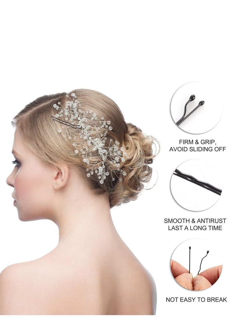 Black Bobby Pins, 400PCS Hair Bobby Pins for Women, Bun Pins for Thick Hair Thin hair and All Hair Types, Hair Pins with Case, 1.97 inch