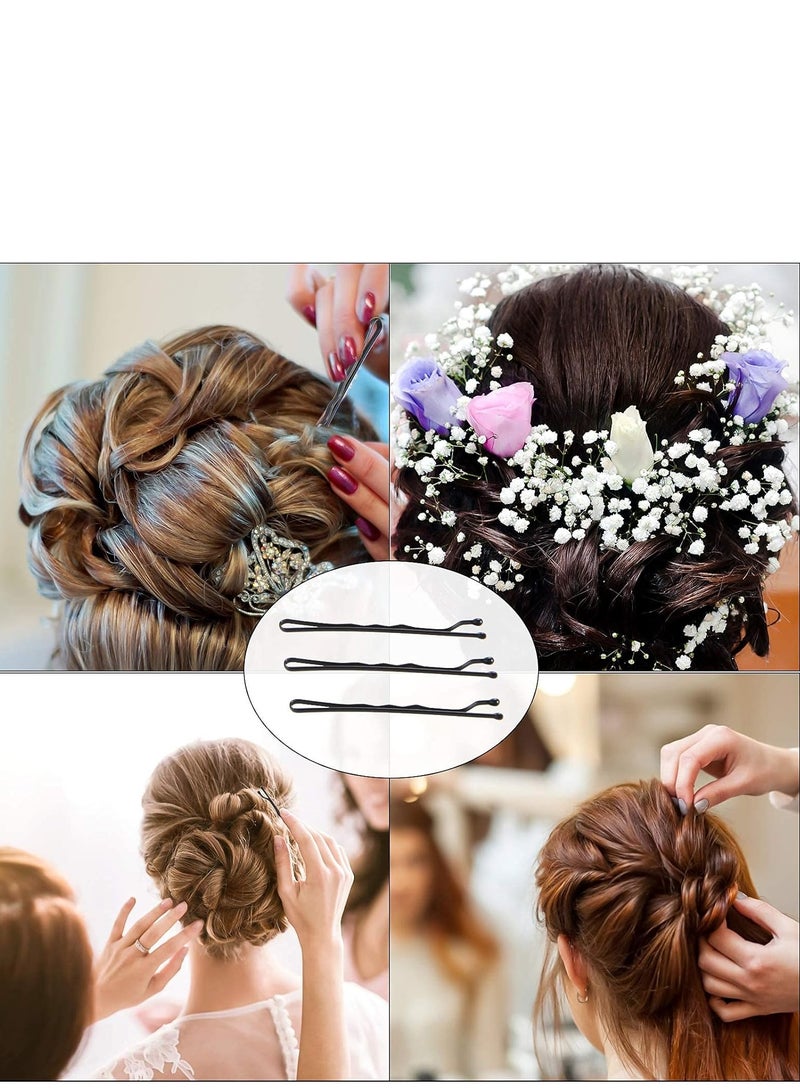 Black Bobby Pins, 400PCS Hair Bobby Pins for Women, Bun Pins for Thick Hair Thin hair and All Hair Types, Hair Pins with Case, 1.97 inch