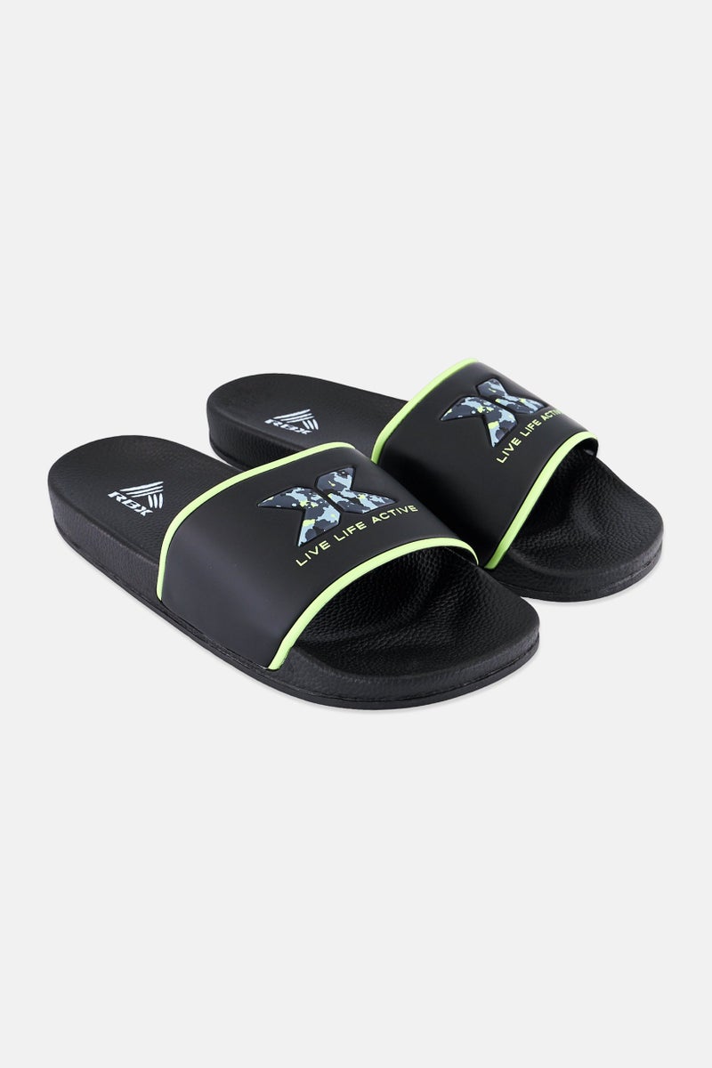 RBX Men Brand Logo Slip On Slides, Black  - Image 1