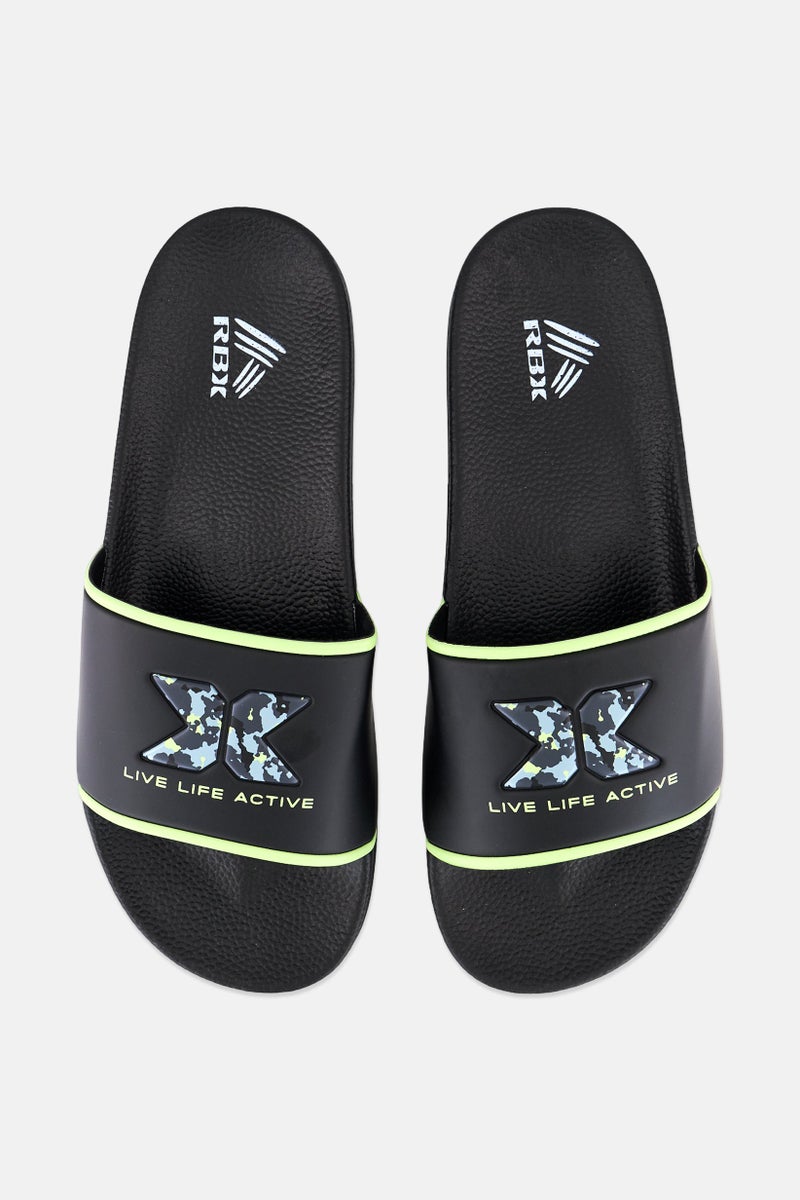 RBX Men Brand Logo Slip On Slides, Black  - Image 2