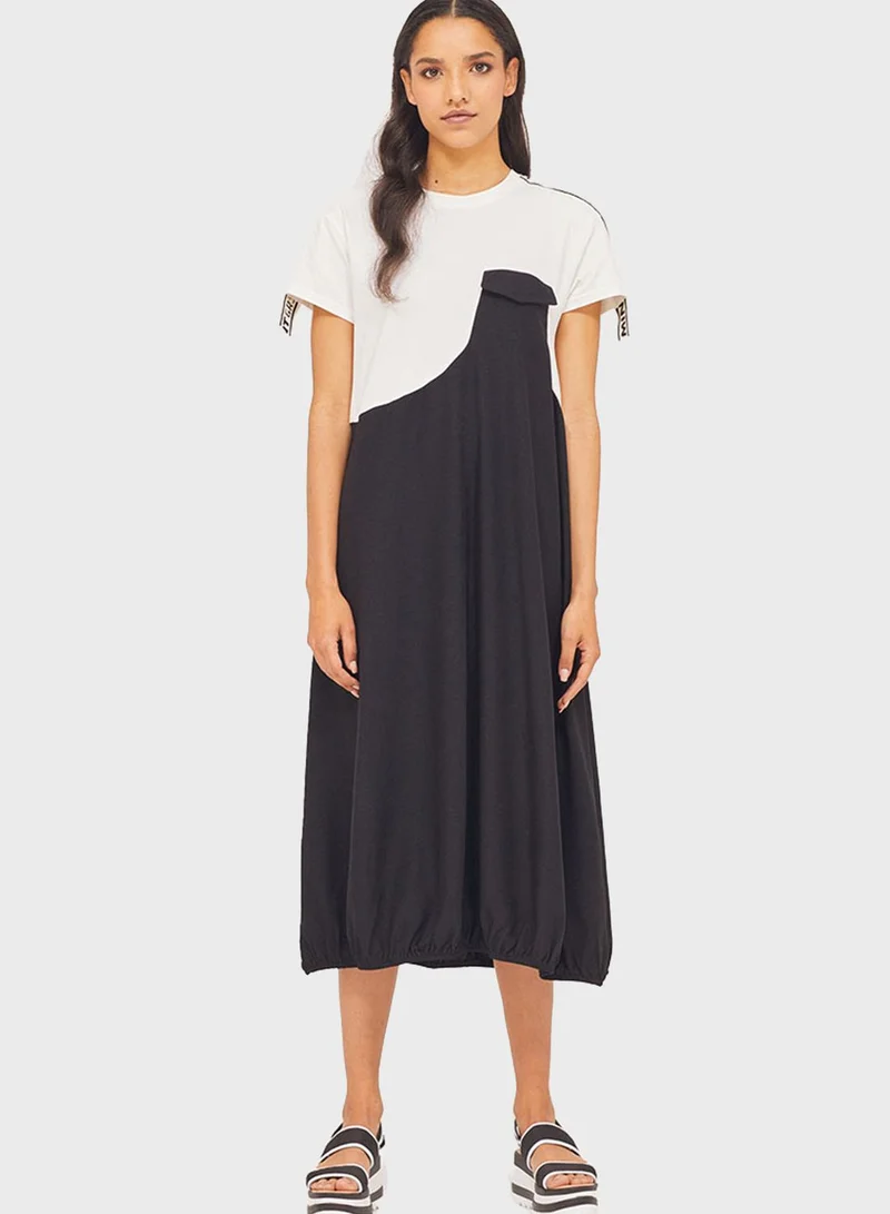 RINA Pocket Detail Color block Bubble Dress