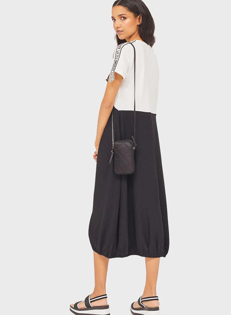 RINA Pocket Detail Color block Bubble Dress