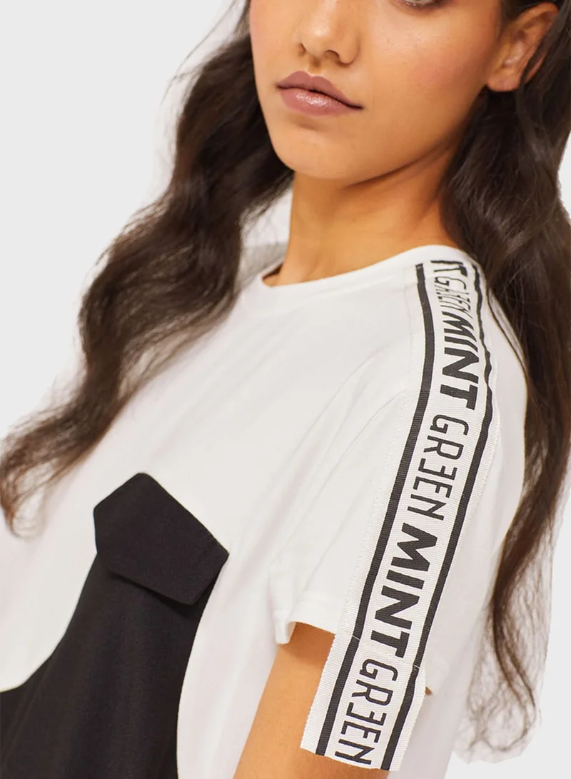 RINA Pocket Detail Color block Bubble Dress