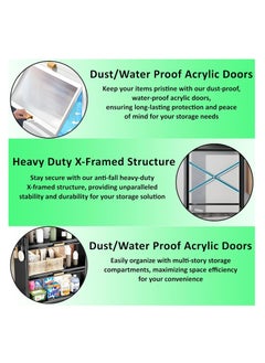 XiuWoo 2 Tier Toilet Drum Washing Machine Rack, Bathroom Corner Stand Storage Organizer Accessories, Toilet Storage Cabinet with Storage layer, Plate Doors and Translucent Clear Window for Space Saver  - Image 3