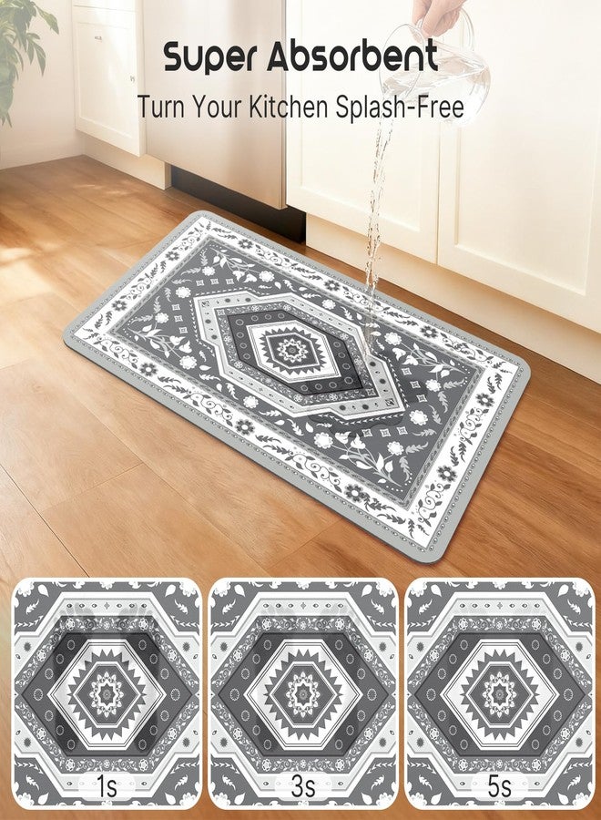 ArtyCozy 2 Piece Boho Kitchen Rug Set, Grey, 20" × 32'' Plus 20'' × 47'' - Image 2