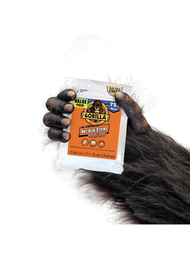 Gorilla Hot Glue Sticks, Clear Glue, Mini Size 4" Long x 0.27" Diameter, 75 Count (Pack of 1) - Safe for All Temperatures with Extended Working Time - Image 3