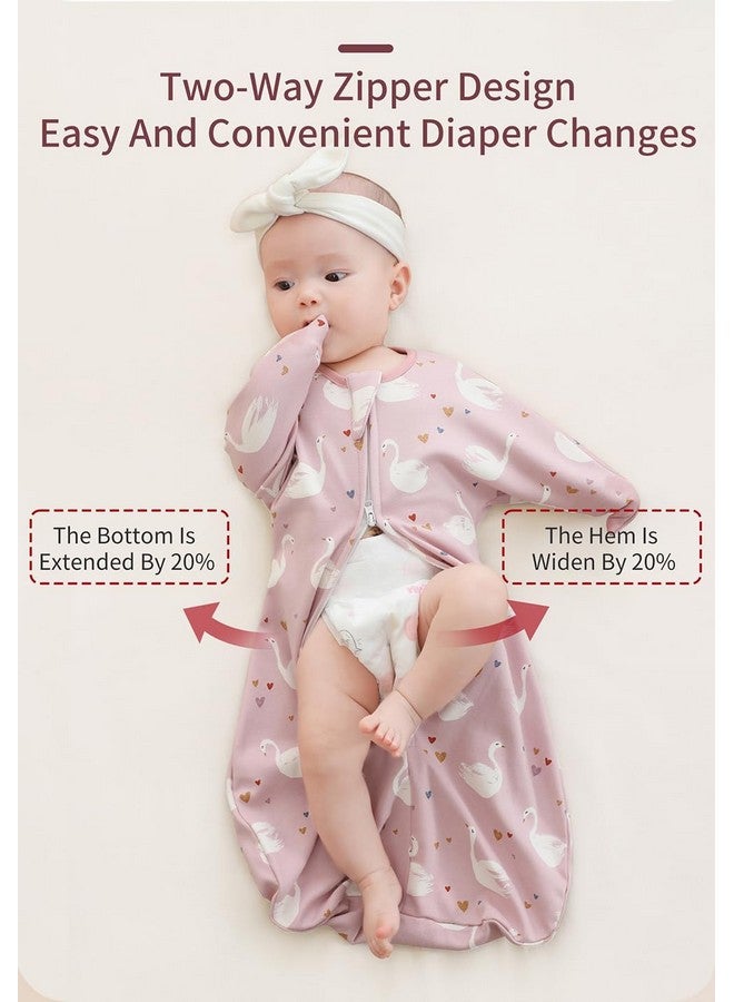 insular Baby Transitional Swaddle with 2-Way Zipper Newborn Sleep Sack Arms Up Infant Sleeping Bag Wearable Blanket, Pink Swan, 0-3 Month - Image 3