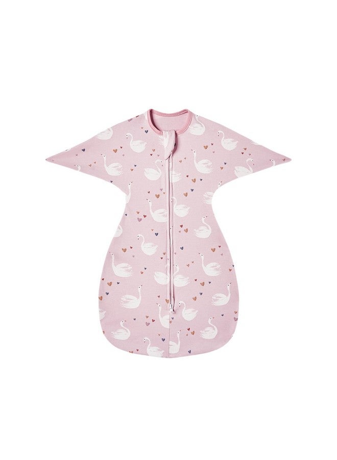 insular Baby Transitional Swaddle with 2-Way Zipper Newborn Sleep Sack Arms Up Infant Sleeping Bag Wearable Blanket, Pink Swan, 0-3 Month - Image 1