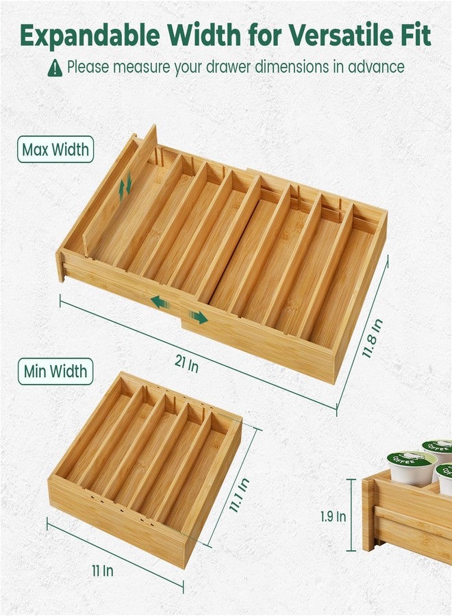 EsLuker.ly Bamboo Coffee Pod K Cup Holder Organizer for Drawer Insert Counter, Expandable Coffee Tea Storage Tray Compatible with Nespresso Vertuo Capsules - Easy Access for Office Home Kitchen - Image 2