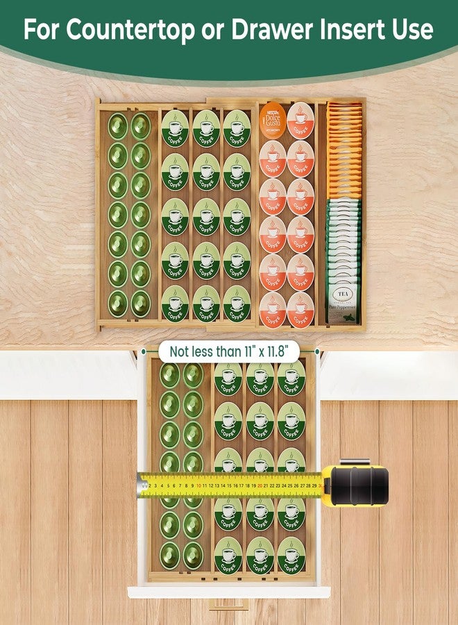 EsLuker.ly Bamboo Coffee Pod K Cup Holder Organizer for Drawer Insert Counter, Expandable Coffee Tea Storage Tray Compatible with Nespresso Vertuo Capsules - Easy Access for Office Home Kitchen - Image 4