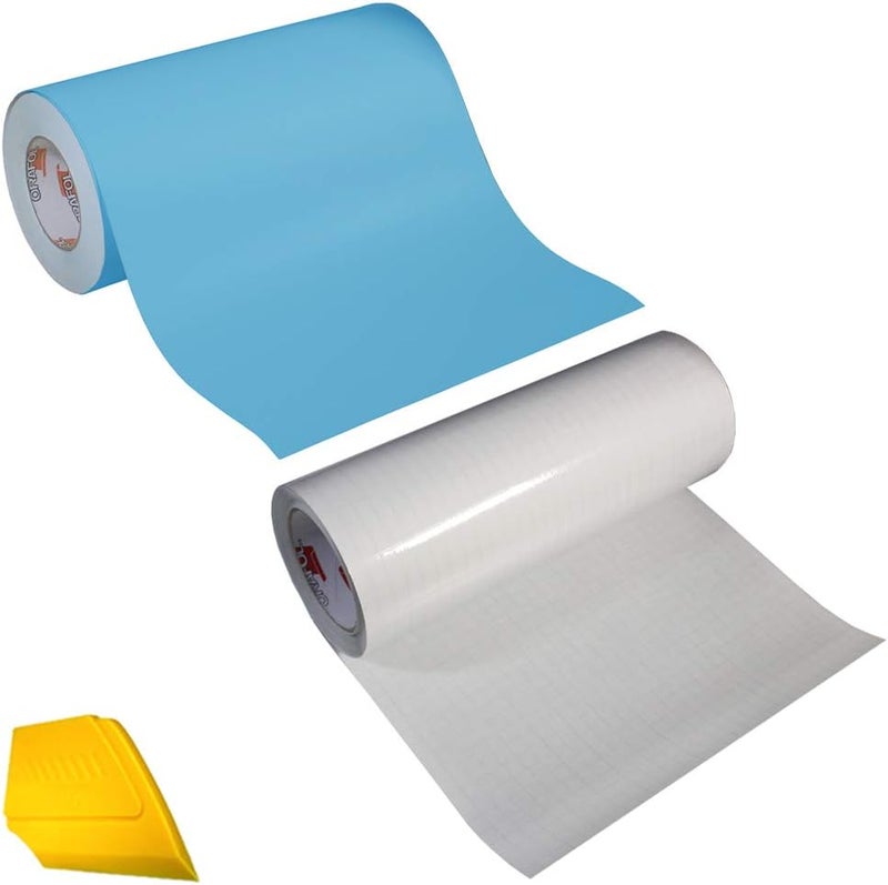 651 2 Color Combo Pack Adhesive Craft Vinyl 12 Inches x 3 Feet Roll Bundle Including Hard Yellow Detailer Squeegee (Transfer Paper/Masking Film)