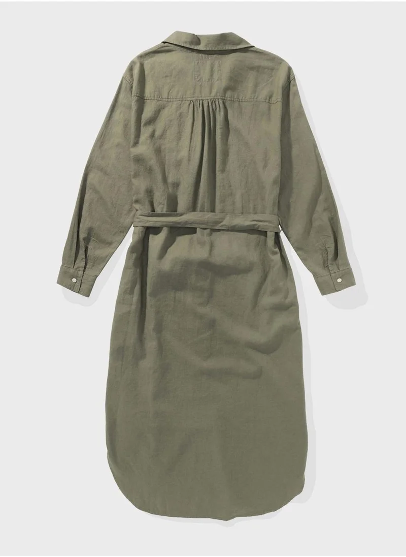 Aerie Aerie Tie Detail Button Down Dress