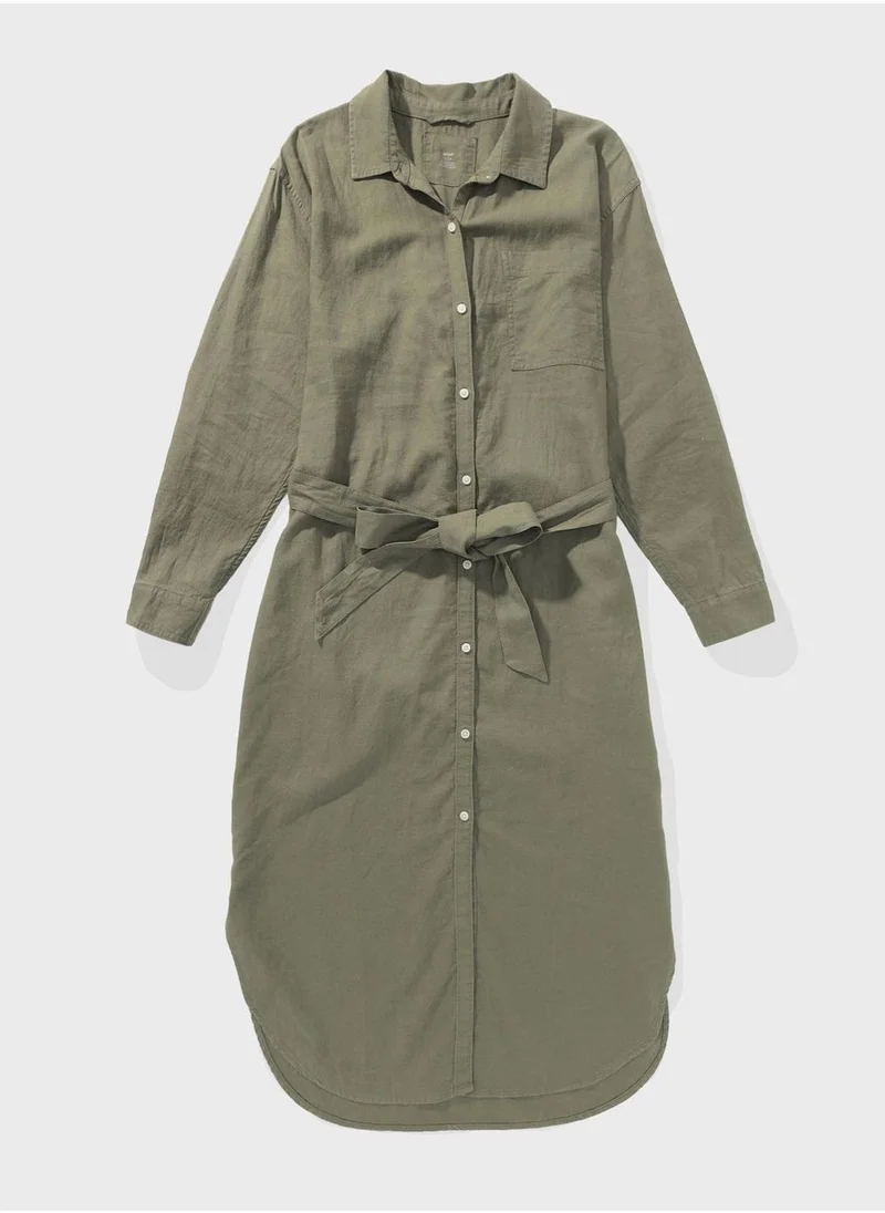 Aerie Aerie Tie Detail Button Down Dress