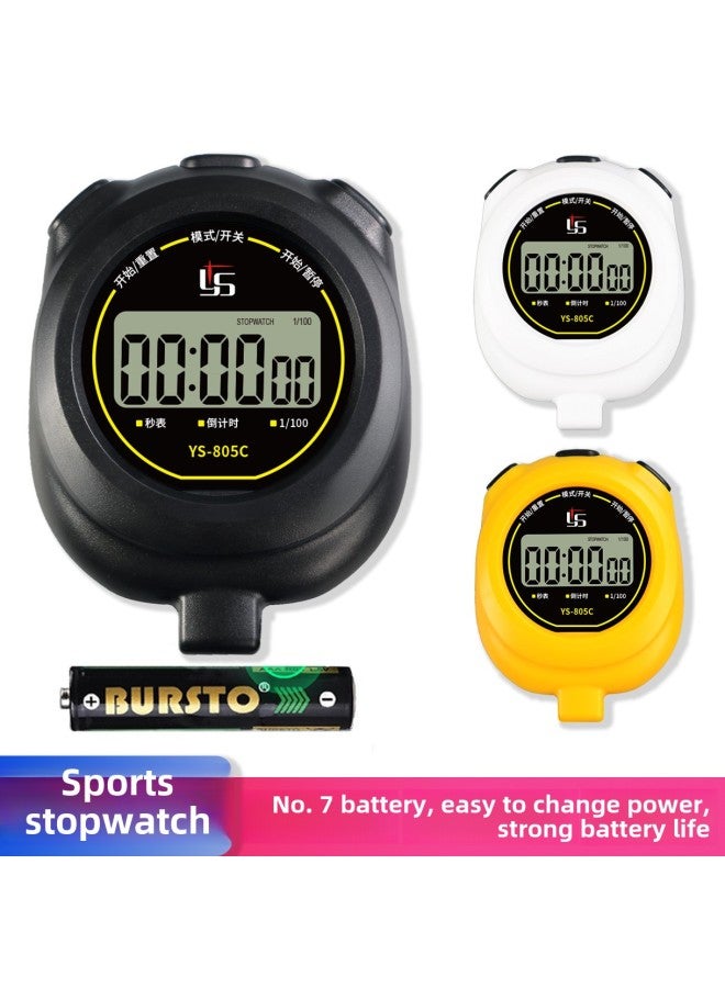 Generic Yisheng 805C Stopwatch Timer Running Training Track And Field Referee Sports Competition Special Countdown Can Be Turned Off-Display Accuracy:YS-805C English Yellow - Image 1
