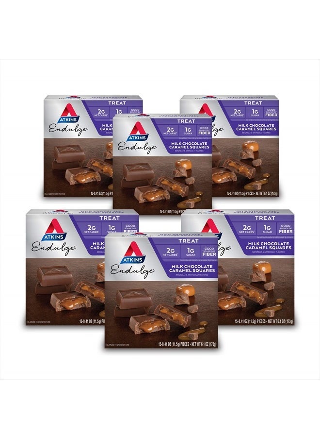 Atkins - Endulge Milk Chocolate Caramel Squares, Dessert Favorite, Good Source of Fiber, 1g Sugar, 90 Count - Image 1