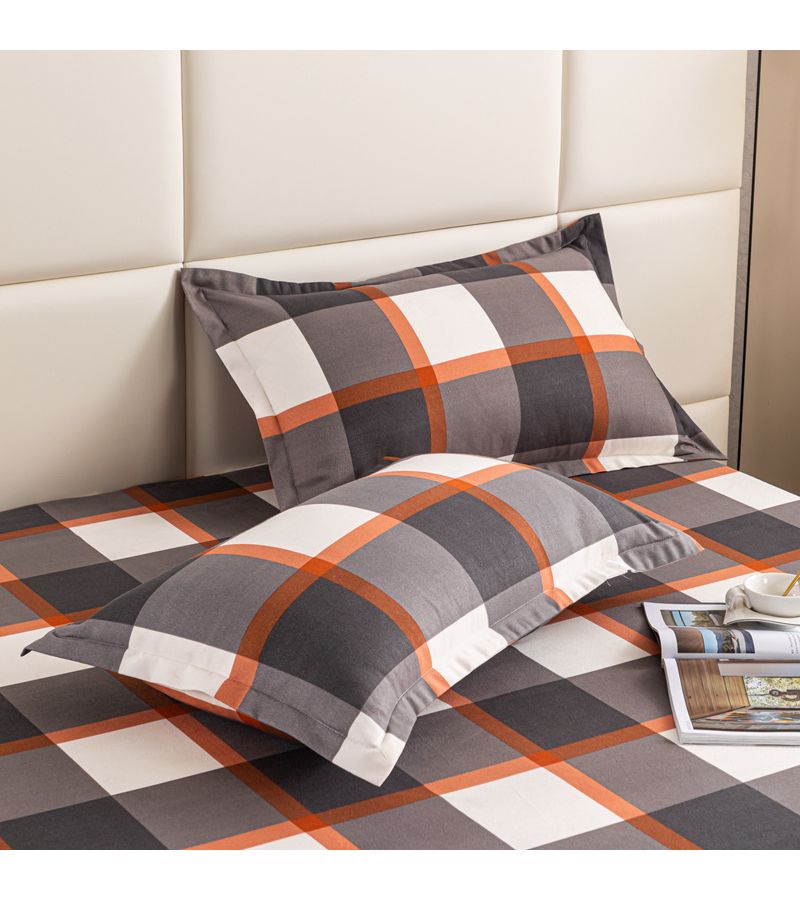 2pcs Queen Size Green Brushed Skin Friendly Plant Print Plaid Floral Geometric Pillowcases Without Pillow Inserts - Image 5