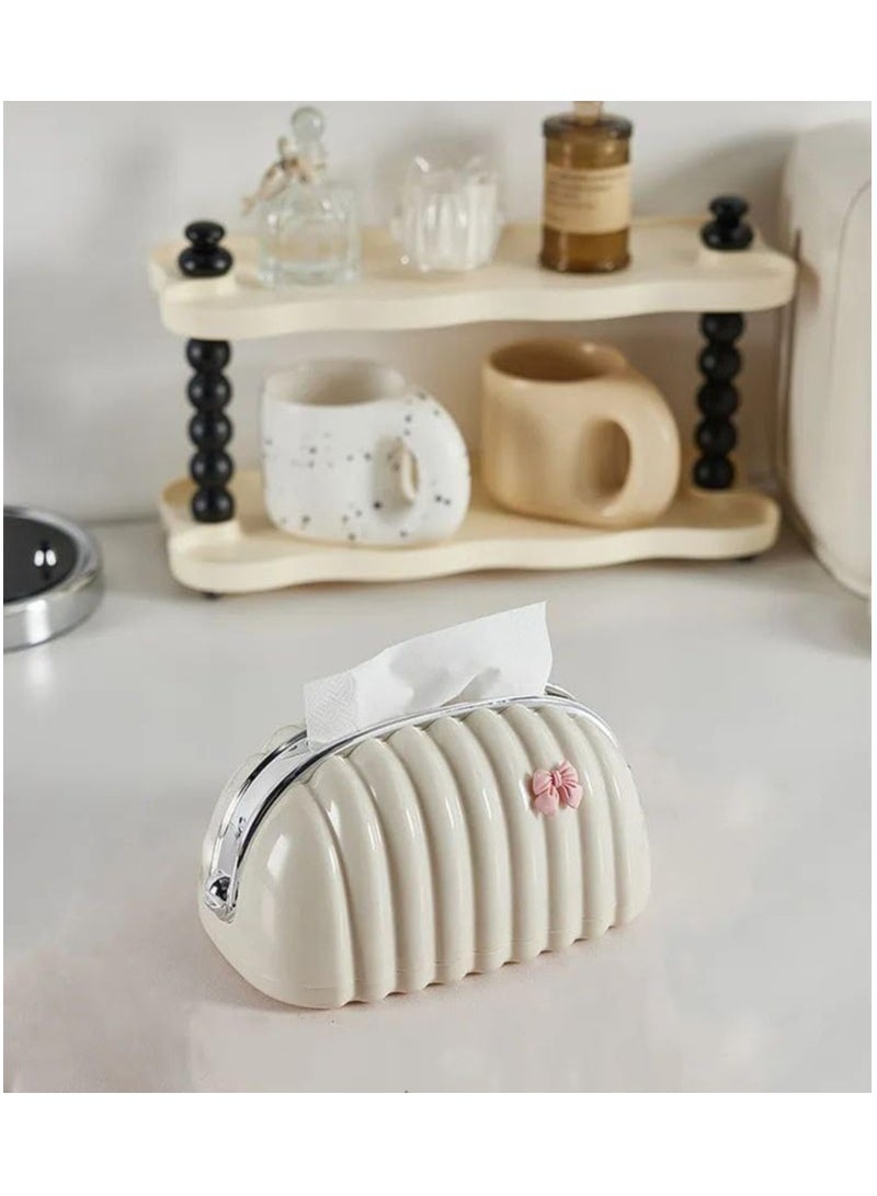 Elegant Handbags Tissue Box for Women with Zipper and Bow Stickers, Premium Acrylic Tissue Dispenser and Storage, Elegant Decoration for Salon and Office.  - Image 1