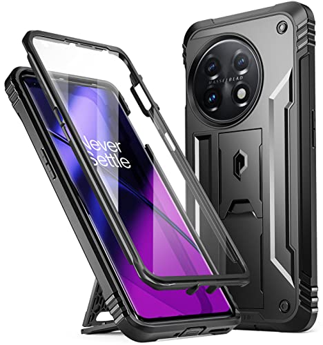 Poetic Revolution Case Compatible with OnePlus 11 5G 6.7 inch (2023 Release), Full-Body Rugged Shockproof Heavy Duty Protective Cover with Kickstand and Built-in Screen Protector, Black - Image 1
