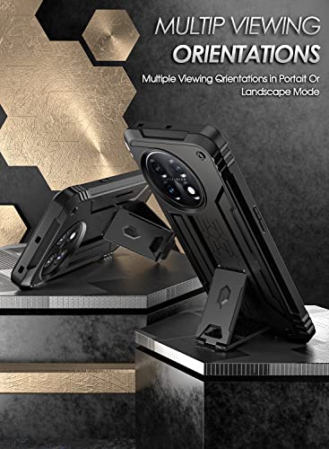 Poetic Revolution Case Compatible with OnePlus 11 5G 6.7 inch (2023 Release), Full-Body Rugged Shockproof Heavy Duty Protective Cover with Kickstand and Built-in Screen Protector, Black - Image 4