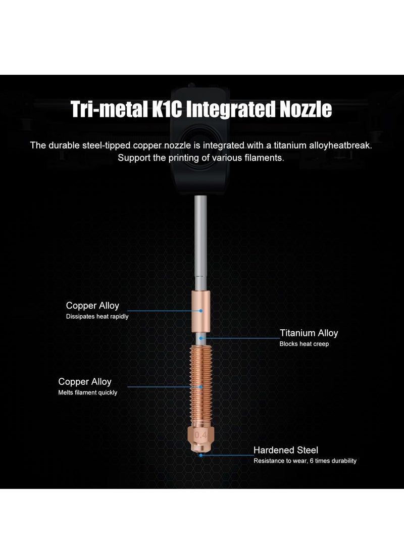 K1 Nozzle Set, 0.4mm, 0.6mm, 0.8mm, 3PCS K1c Hardened Steel Nozzles, Quick Swap for High-Speed Printing and High Flow Extruder, Compatible with Creality K1/K1C/K1 Max/Ender 3 V3 3D Printer - Image 3