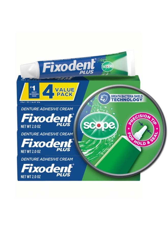 Fixodent Plus Scope Secure Denture Adhesive 2.0oz (Pack of 4) - Image 1